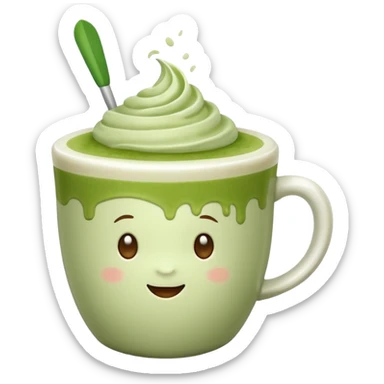 matcha latte in a cup without a spoon sticker