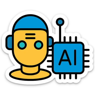 artificial intelligence, minimalistic, geometric shapes, cool tones, clean design sticker