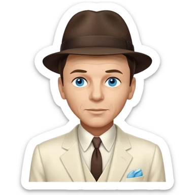 Frank Sinatra with blue eyes, dark brown hair, ivory outfit sticker