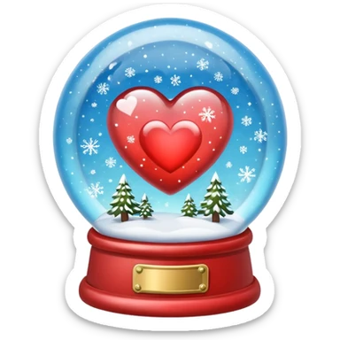 Heart-shaped snow globe sticker