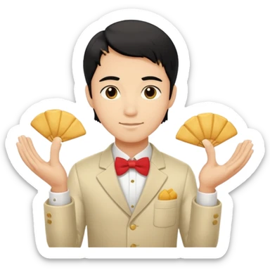 ligth black hair waiter with fortune cookies sticker