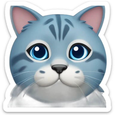 Deep blue pudgy big cute cat sticker