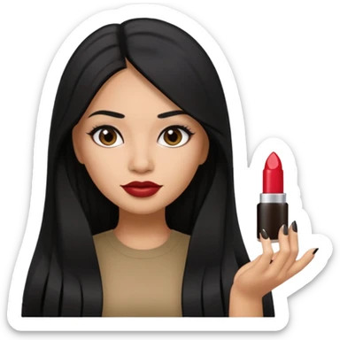 latina girl with straight long hair thats black memoji with nail no lipstick thats a baddie sticker