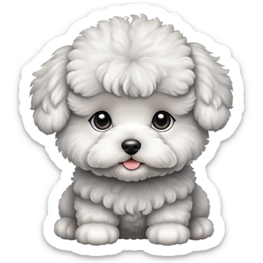 Gray Bichon Frise puppy sticker