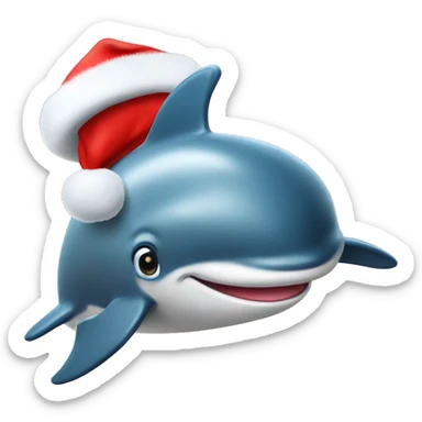 Delfin con gorro de navidad  sticker