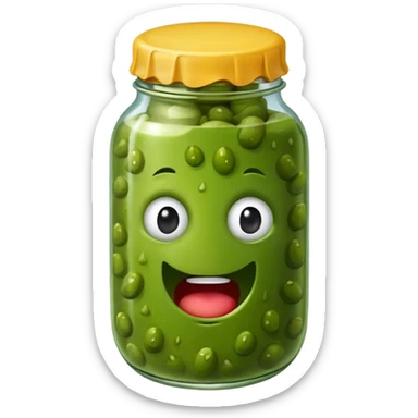 Pickle with a face sticker