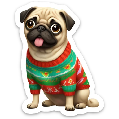 Pug dog with Mexican sweater sticker