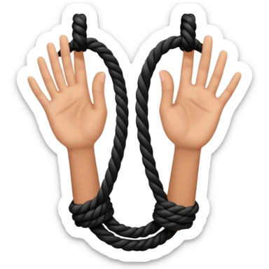 Black rope on female hands  sticker