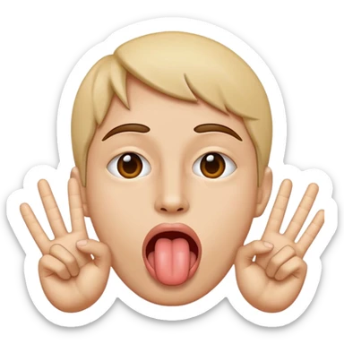 Tongue in between peace sign  sticker