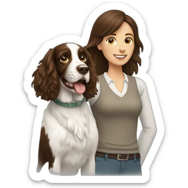 Springer spaniel with woman  sticker