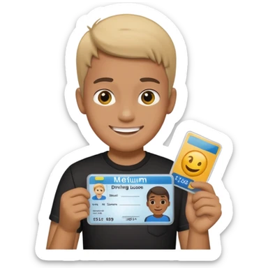 driving license of ipretty bratz emoji of a boy with a black tee sticker