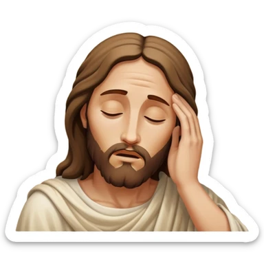 Jesus Christ waking up in a tomb rubbing his eyes sticker