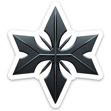 Emoji, dark futuristic cross, symmetrical geometric shape, black metal, gothic cyber aesthetic, minimal flat design, sharp edges, centered, transparent background do not use any other colors but black sticker