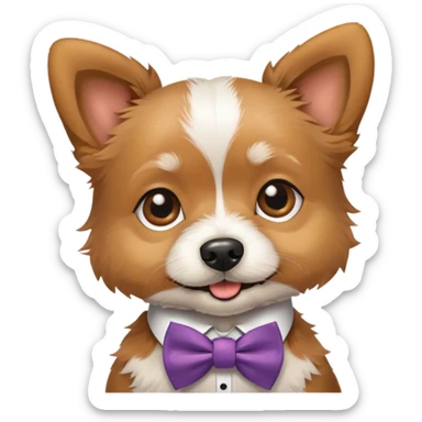 Mixed breed scruffy small dog with a bow tie sticker