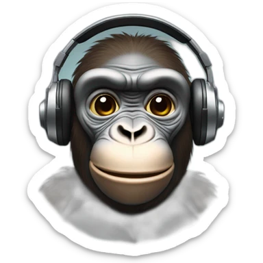 ape with headphones and a camera sticker