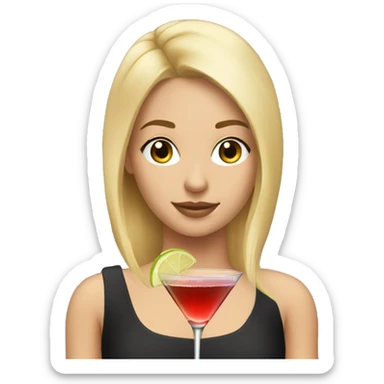 Blonde and straight hair girl sustaining cocktail sticker