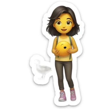 girl with a duck sticker