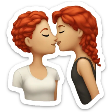 Lesbians kissing one with red hair sticker