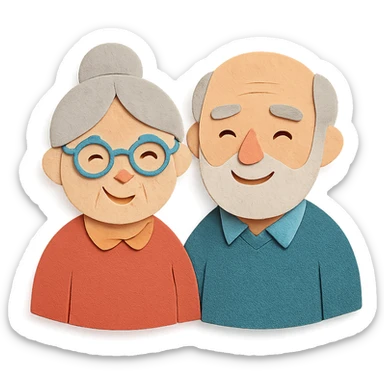 elderly white grandmother and grandfather together sticker