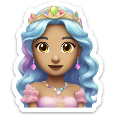 beautiful kawaii princess, rainbow, sparkle  sticker