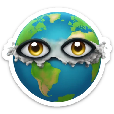 earth with pollution adverse effects with message written down to save earth and eyes and mouth sticker