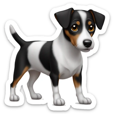All Black dog Jack Russell Terrier full body sticker