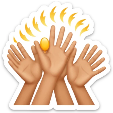 hands clapping, joyful celebration, focus on hands, motion blur, bright blue background sticker