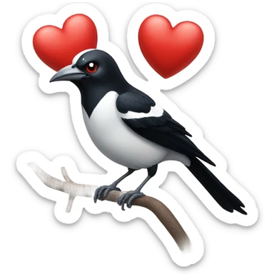Magpie holding a heart  sticker