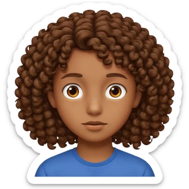 adolescent au visage impassible. Cheveux chatains frisés sticker