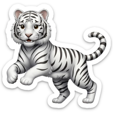 A white tiger pouncing at the screen with silver accsents  sticker