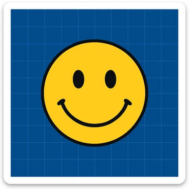 Frame 8: Background is almost fully blue, grid lines nearly complete, smiley face unchanged sticker