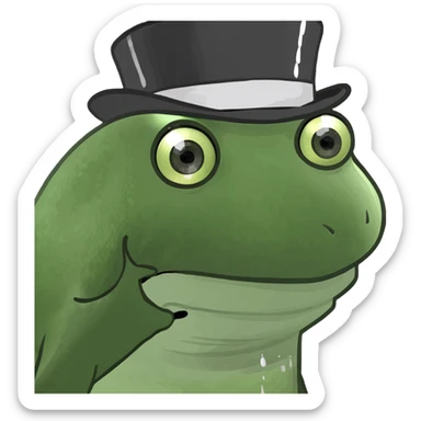 Make the Bufo frog look even more surprised, with sparkling, huge eyes, jaw dropped to the floor, and dramatic pose, no background. sticker