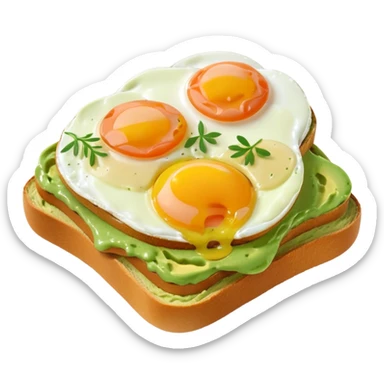 avocado toast with salmon and eggs, under green cream  sticker