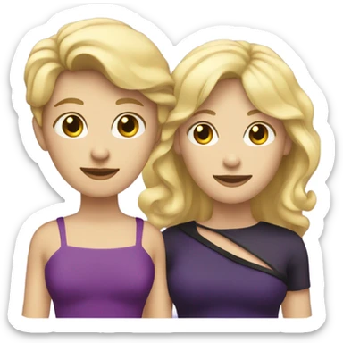 Blond hair and black hair with purple dress sticker
