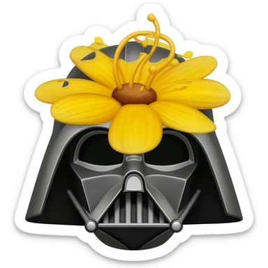 yellow flower darth vador mask sticker