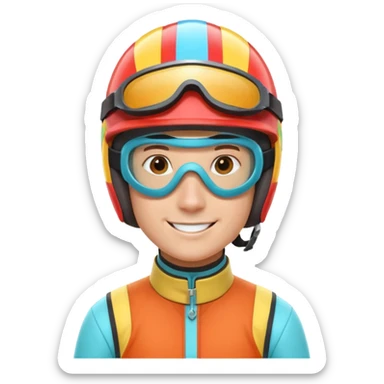 horse race jockey portrait, head and shoulders only, wearing colorful racing helmet and goggles, sporty uniform collar, confident smile, 3D cartoon, mobile game icon style, clean background, no text, no watermark
 sticker