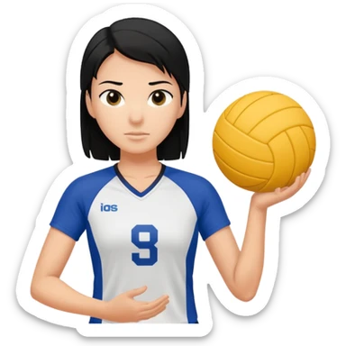 Uma atleta de voleibol branca de cabelo preto, esperando a bola  sticker
