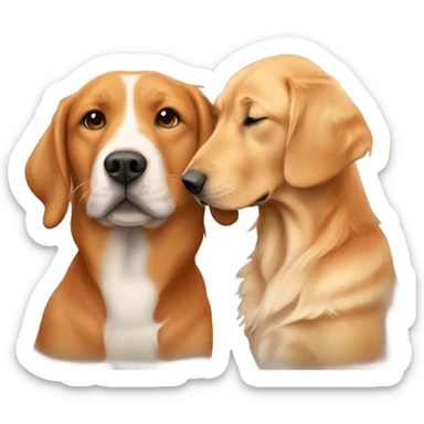 Couple kissing and fox red Labrador and golden retriever  sticker