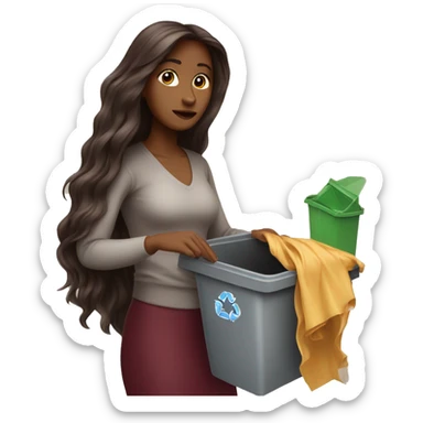 Beautiful burgundy long haired woman taking out the trash sticker