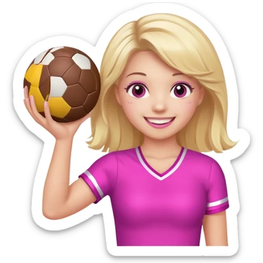 football cheerleader, holding a cheering ball, pink and twinkle sticker