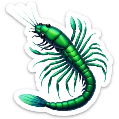 emoji of a glowing green shrimp sticker