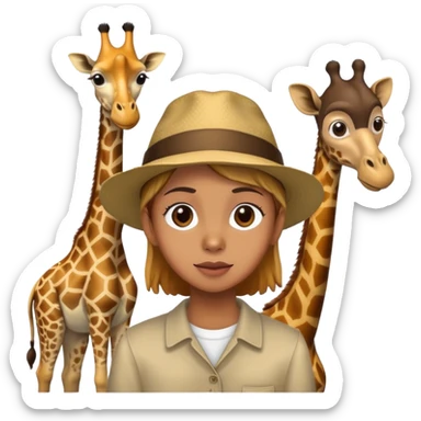 a person visiting a zoo with animals like giraffe and monkey in the background sticker