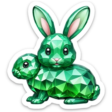 bunny made of green crystals sticker