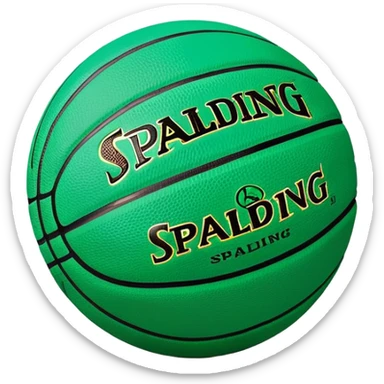 minimalist green Spalding basketball with simple NBA logo, few colorful accent lines, clean design sticker