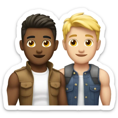 Gay couple a twink and a muscular guy sticker