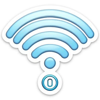 create a wifi symbol emoji exactly-like-the-reference-image-in-ios-emoji-style.-match-the-same-shape,-color,-and-glow-effect,-ensuring-it-is-smooth-and-shiny. set background #1841D6 sticker