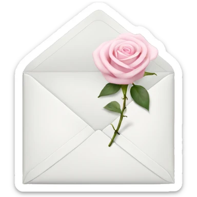 White envelope with light pink rose sticker