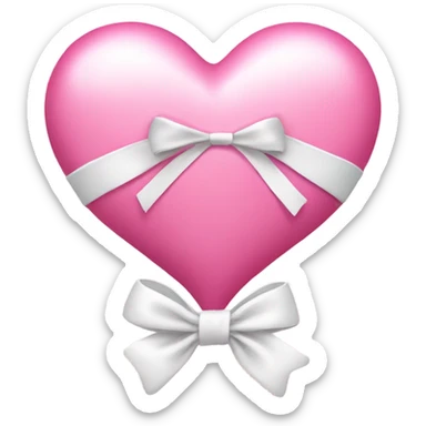 pink heart white bow sticker