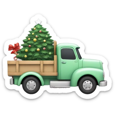 Pastel green truck with Christmas tree sticker