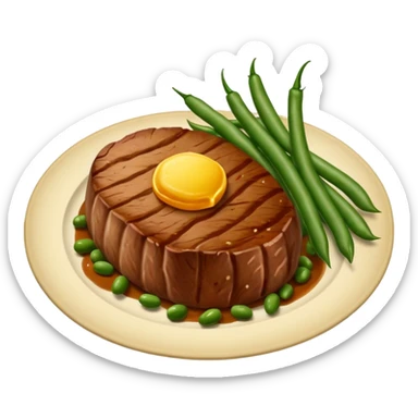 Funny steak with potatoes and green beans sticker
